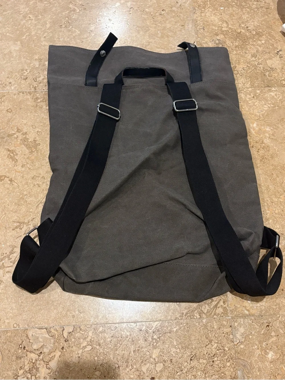Canvas Roll-Top Backpack in Olive